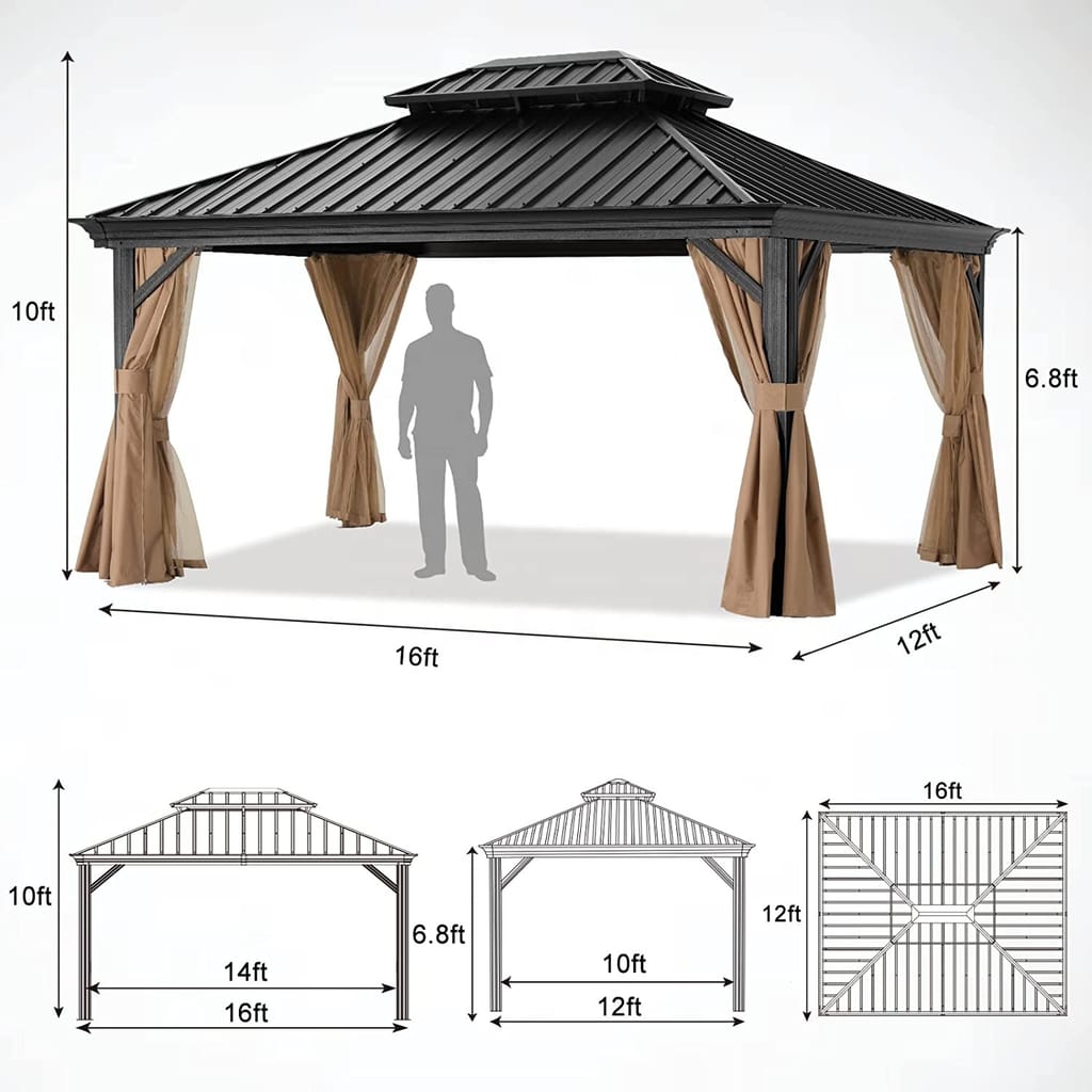 TOPPER Outdoor Patio Hard Top Gazebo